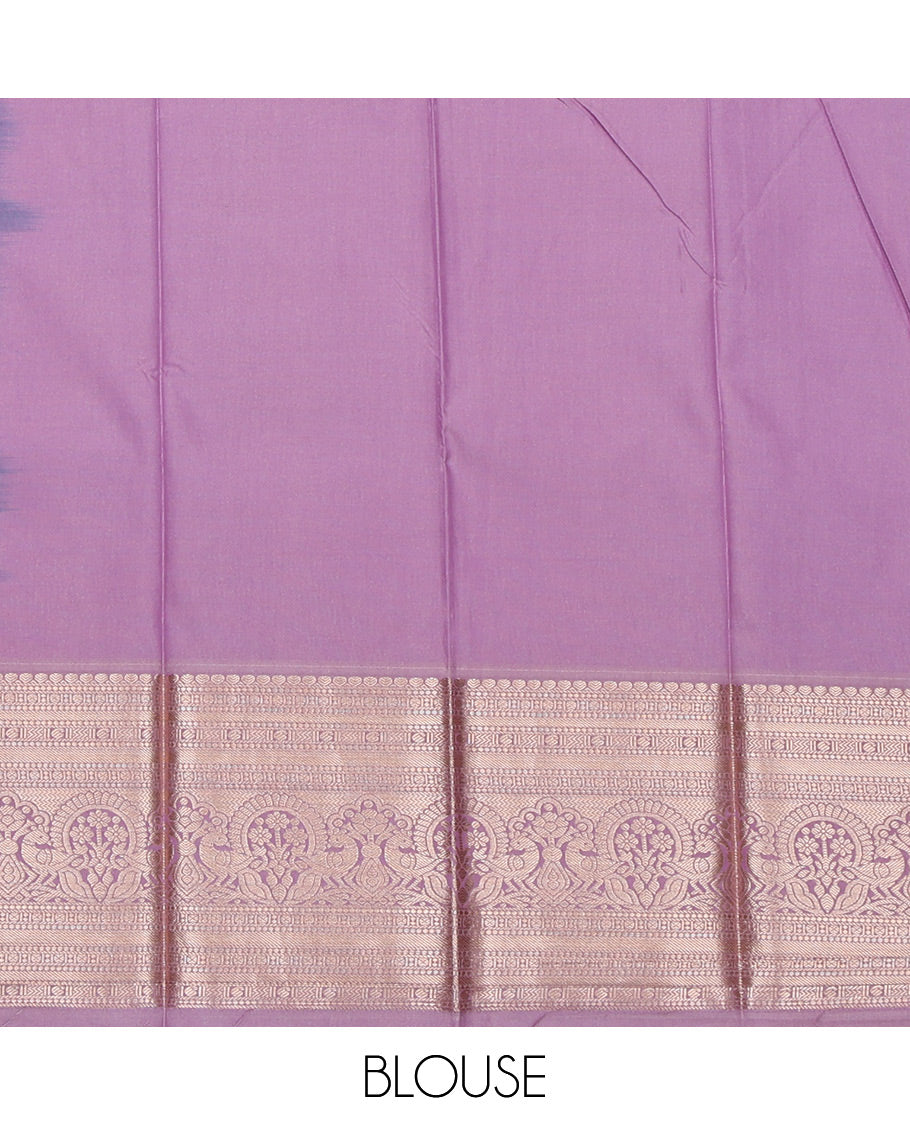 Peacock Blue Budget Silk Saree, Mesmerized with Zari Buttas All Over Its Body, Complemented by a Contrast Traditional Zari Design Border, Intricate Pallu, and Paired with a Contrast Blouse