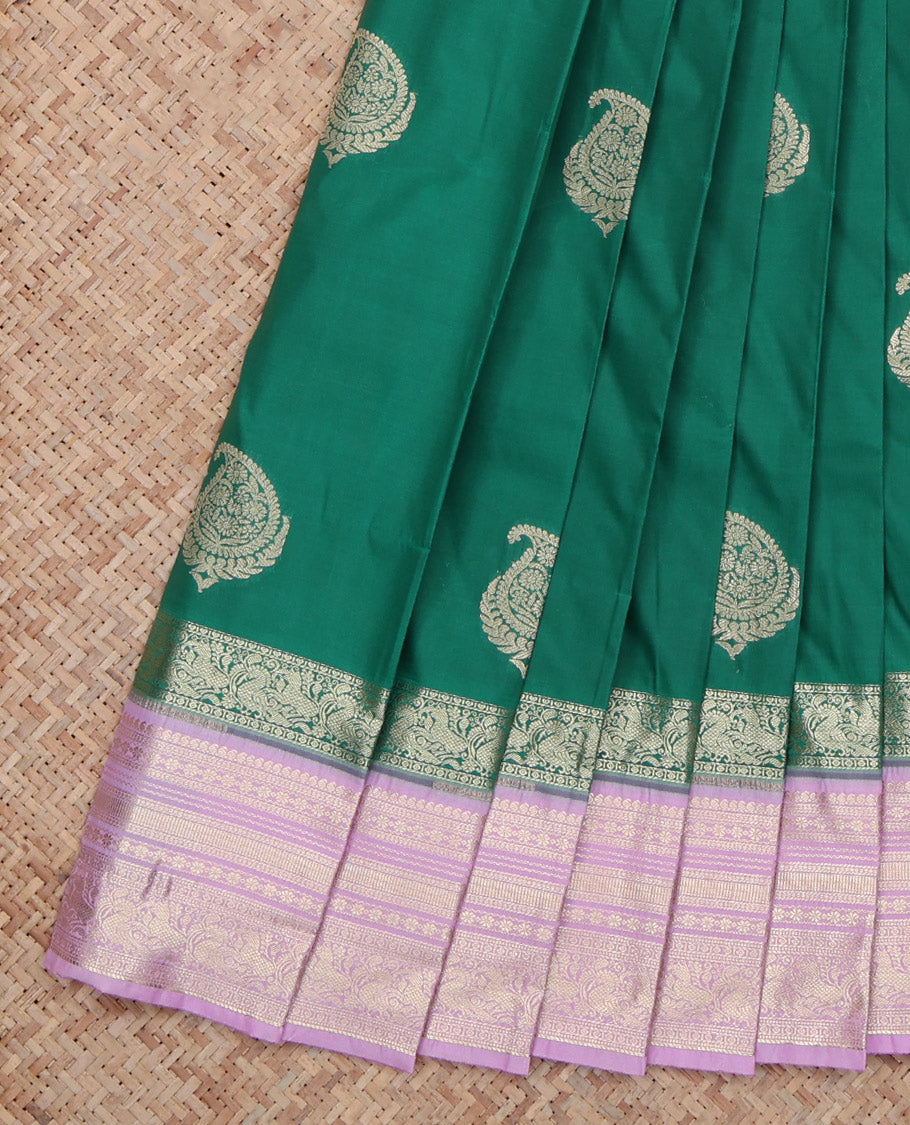 Green Traditional Zari Butta Budget Silk Saree