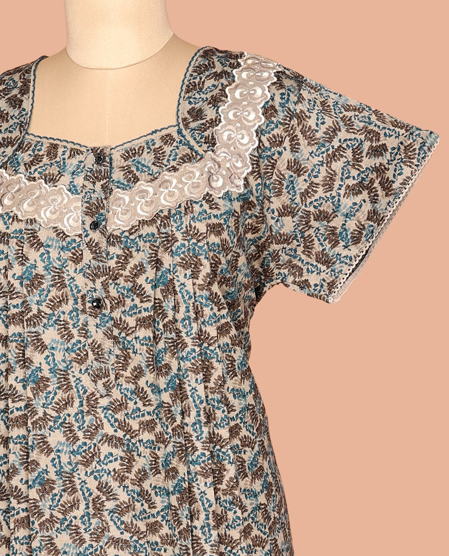 Pale Brown Cotton-Blended Nighty