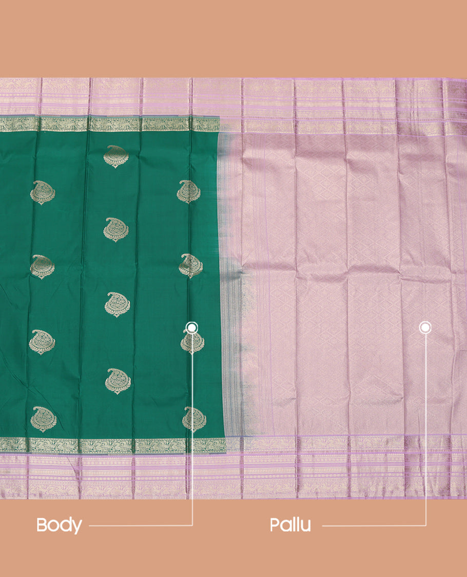 Green Traditional Zari Butta Budget Silk Saree