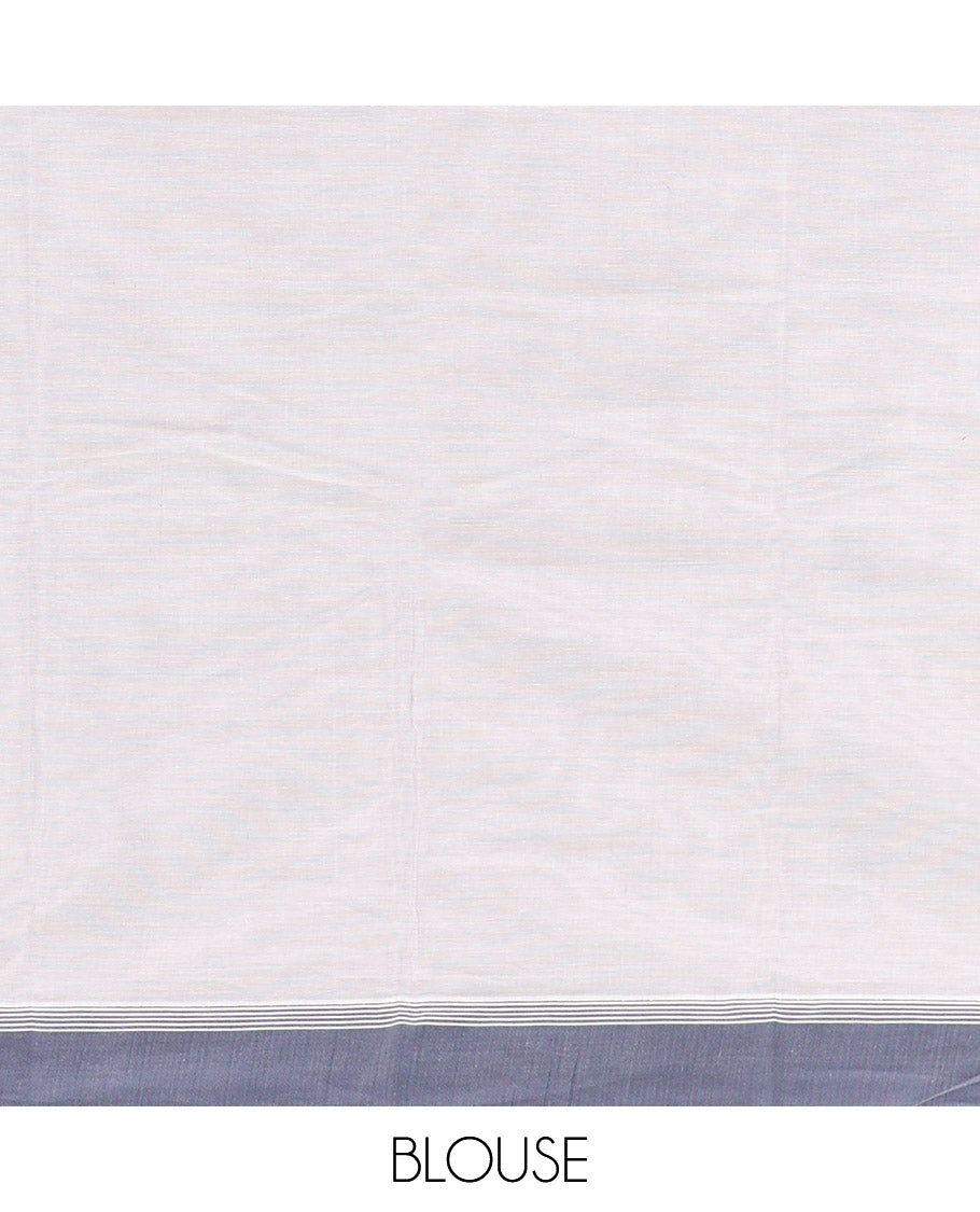 Grey Kanchi Cotton Saree, Sparsely Woven with Buttas, Complemented by a Contrast Border, Pallu of Buttas, and a Matching Blouse