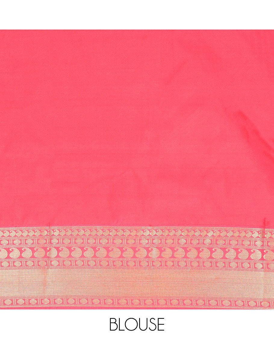 Green floral jaal design gift saree with contrast zari designb order & paisley, geometric design pallu