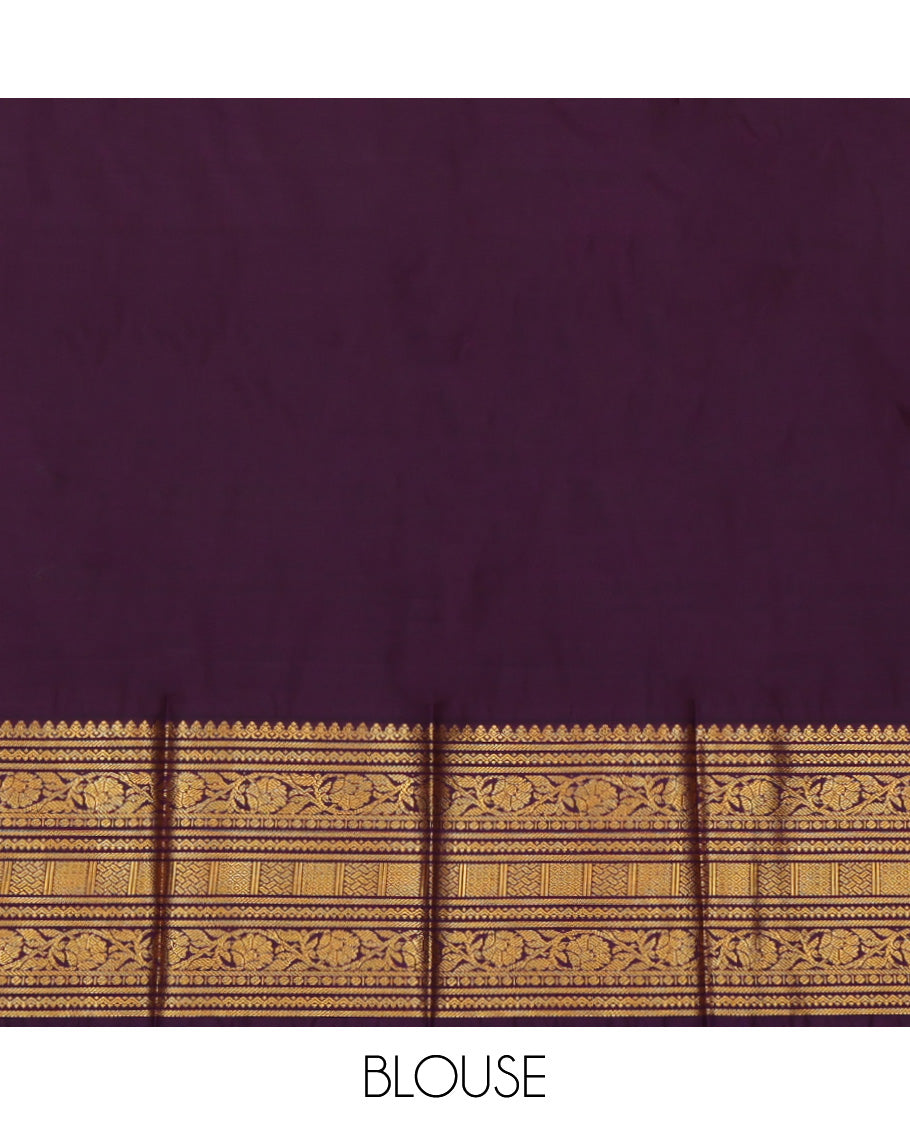 Blue Budget Silk Saree, Enlivened with Zari Buttas, Complemented by Contrast Traditional Zari Border, a Jaal Pallu and a Contrast Blouse