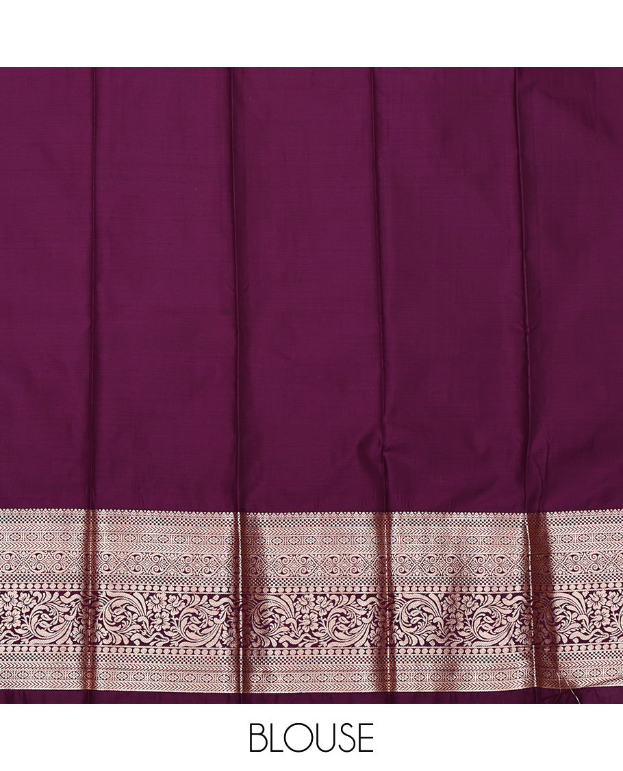 Blue Budget Silk Saree, Woven with Zari Buttas All Over Its Body, Complemented by a Contrast Traditional Zari Design Border, Intricate Pallu, and Paired with a Contrast Blouse