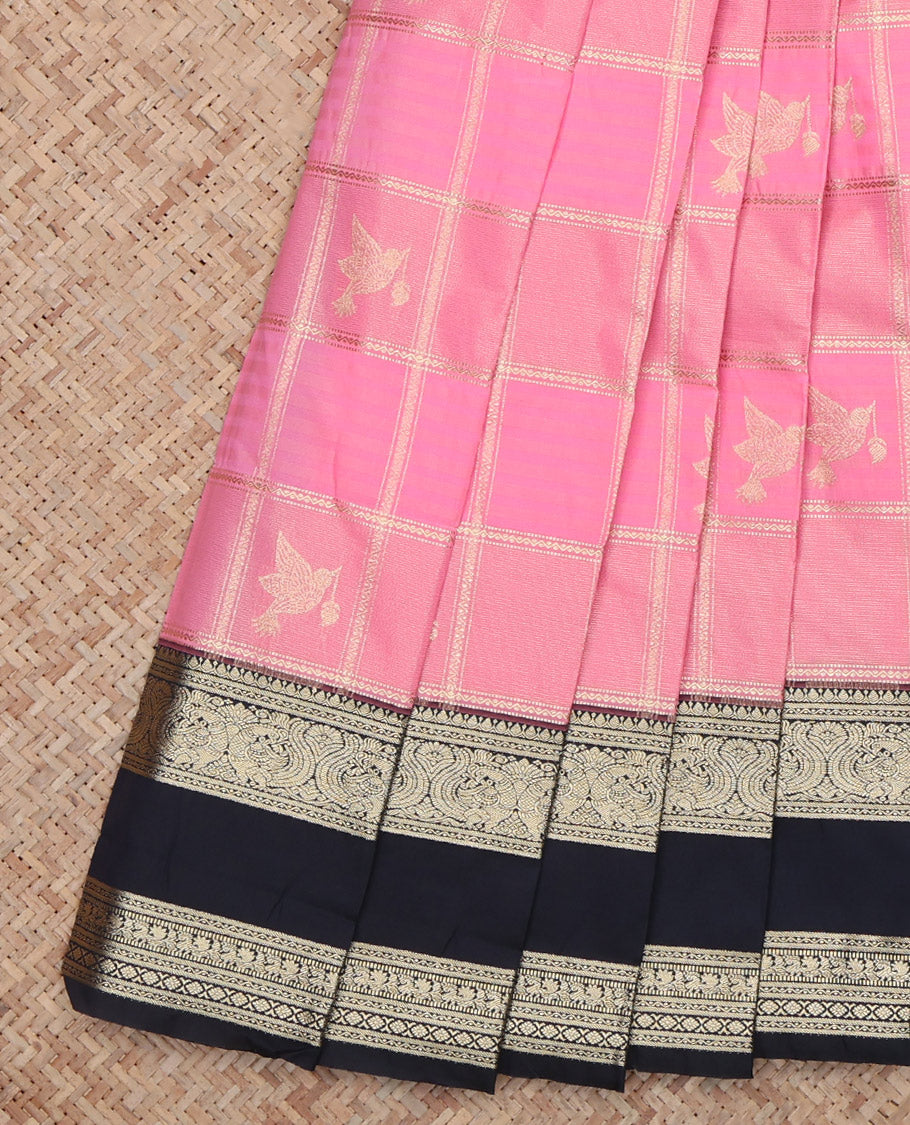 Pink Traditional Checks Budget Silk Saree