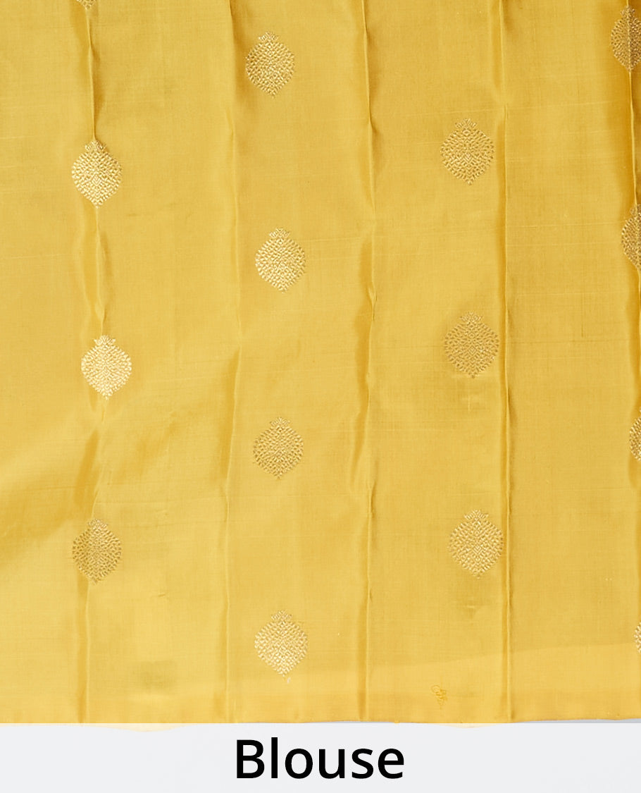 Borderless violet zari buttas gadwal silk saree, contrast pallu steeped with intricate designs