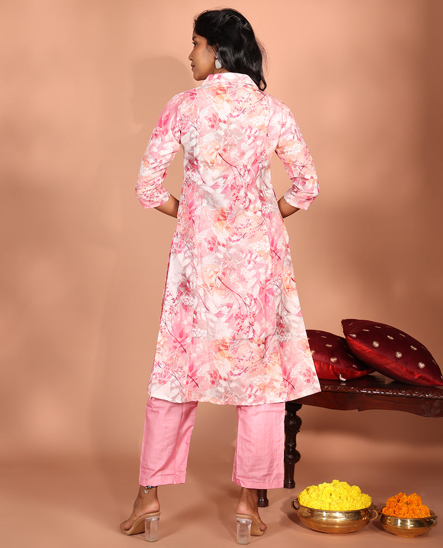 Pink Cotton Readymade Suit