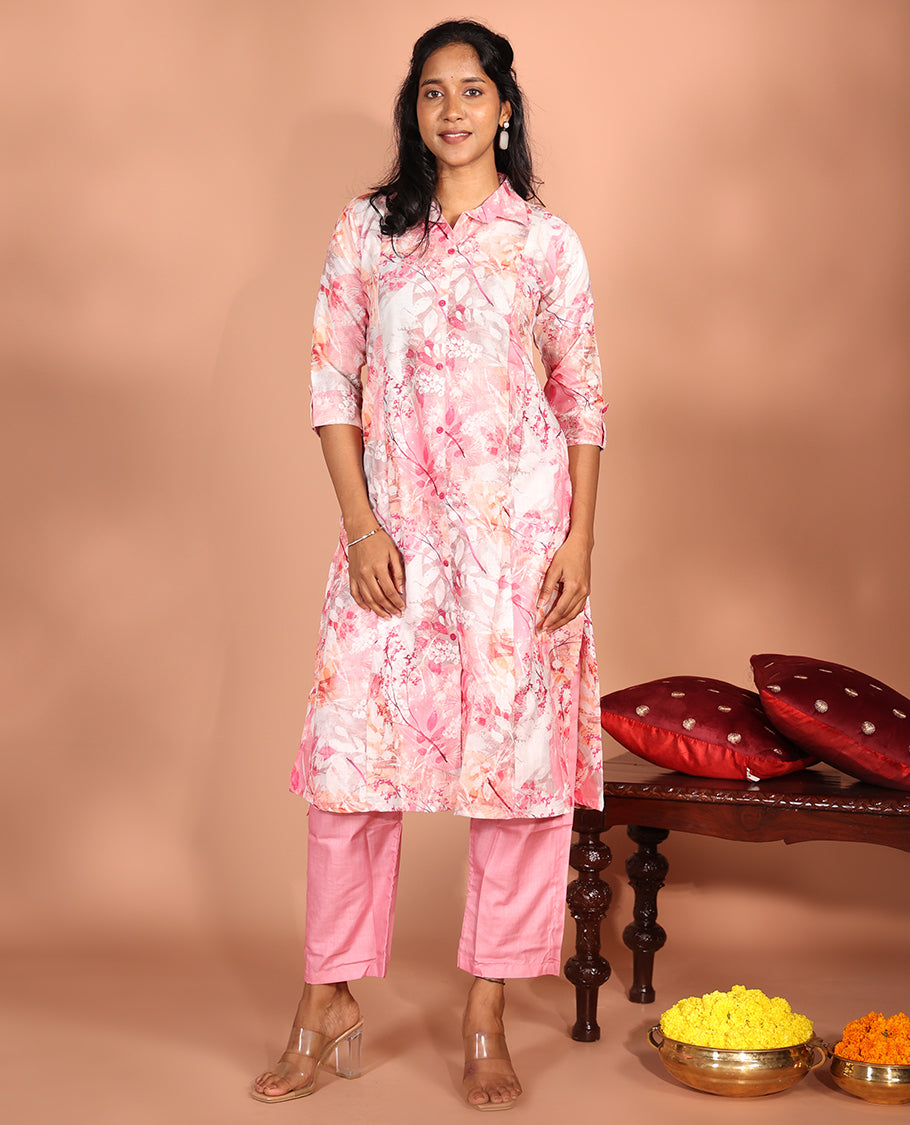 Pink Cotton Readymade Suit