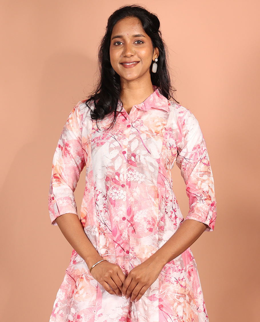 Pink Cotton Readymade Suit