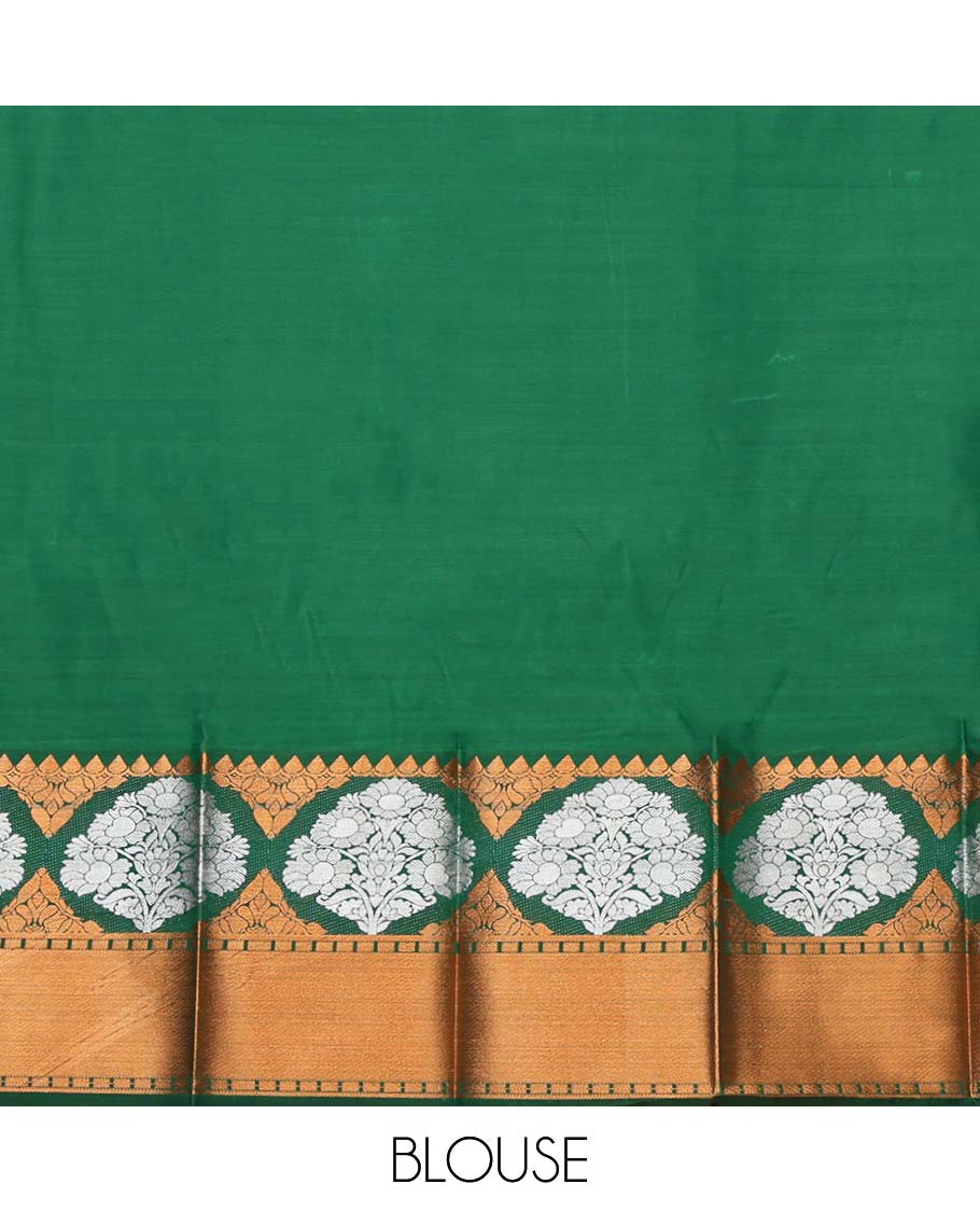 Red Budget Silk Saree, Crafted with Jacquard Design, Complemented by a Contrast Traditional Zari Border, Grand Pallu, and a Contrast Blouse