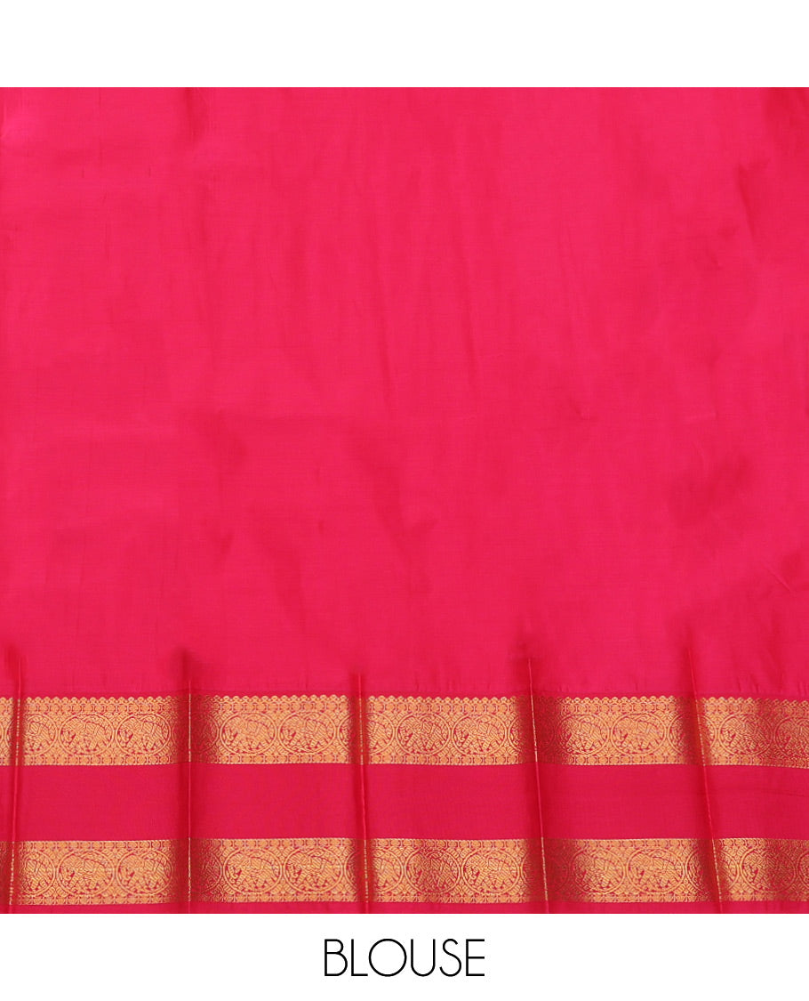Blue Budget Silk Saree, Finely Crafted with Zari Buttas, Complemented by a Contrast Traditional Zari Rettai Pettu Border, Intricate Pallu, and Contrast Blouse