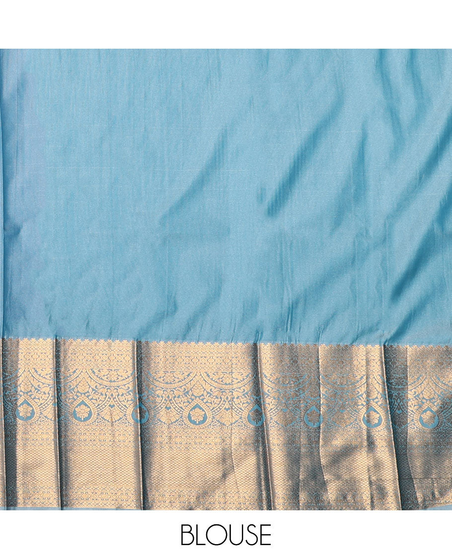 Pink Budget Silk Saree, Featuring Zari Buttas, Complemented by Contrast Traditional Zari Border, an Intricate Pallu and a Contrast Blouse