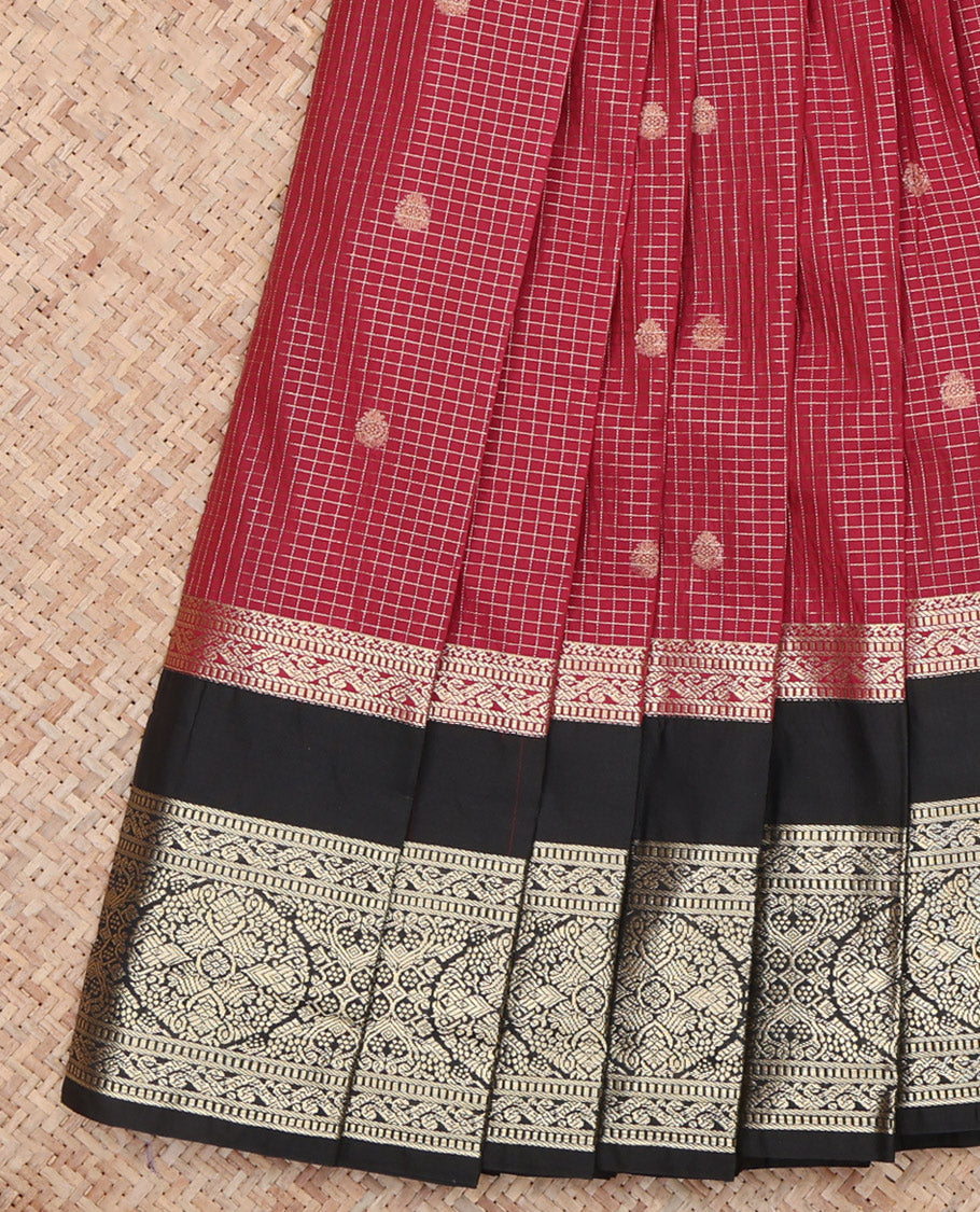Light Maroon Checks Budget Silk Saree
