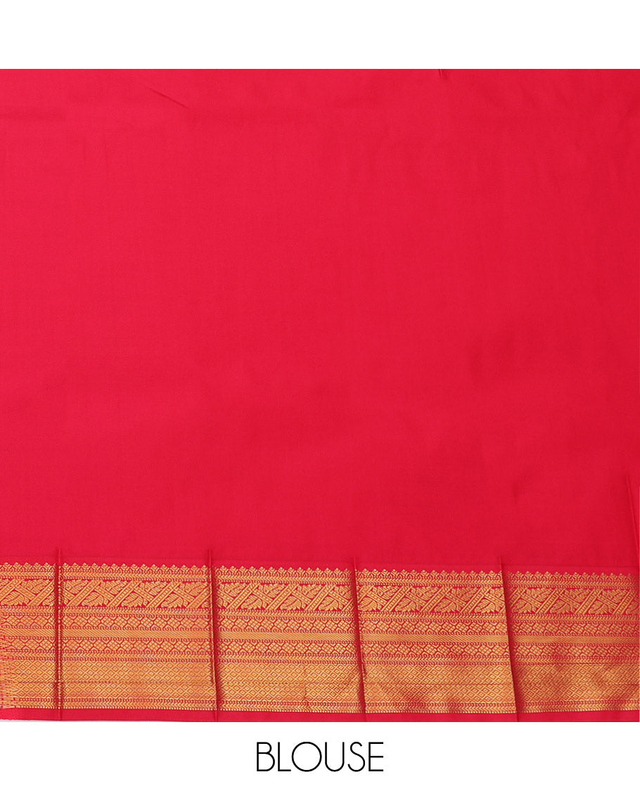 Grey Budget Silk Saree, Embellished with Zari Buttas, Complemented by a Contrast Traditional Zari Border, Grand Pallu, and a Contrast Blouse