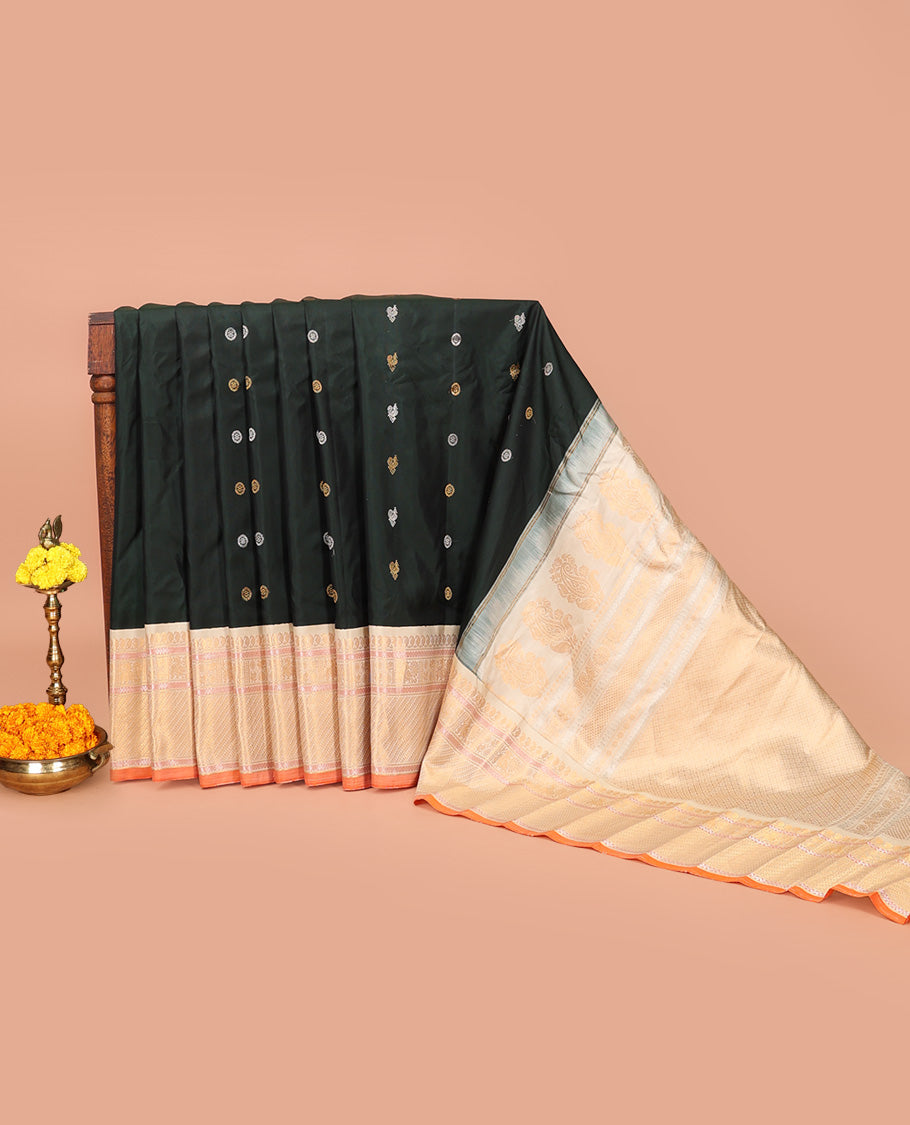 Dark Green Gadwal Saree