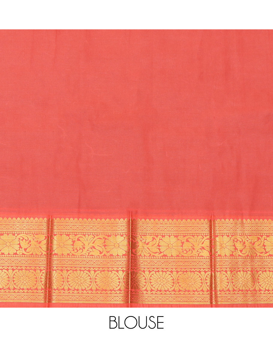 Blue Budget Silk Saree, Detailed with Zari Buttas, a Contrast Traditional Zari Border, a Grand Pallu and a Contrast Blouse