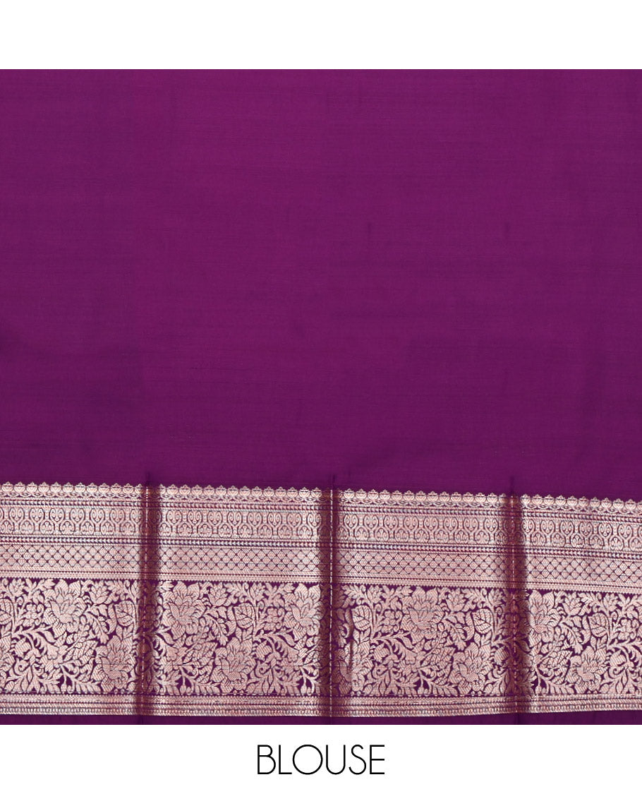 Blue Budget Silk Saree, Spotlighted with Zari Buttas, Complemented by Contrast Traditional Border, Grand Pallu and a Contrast Blouse