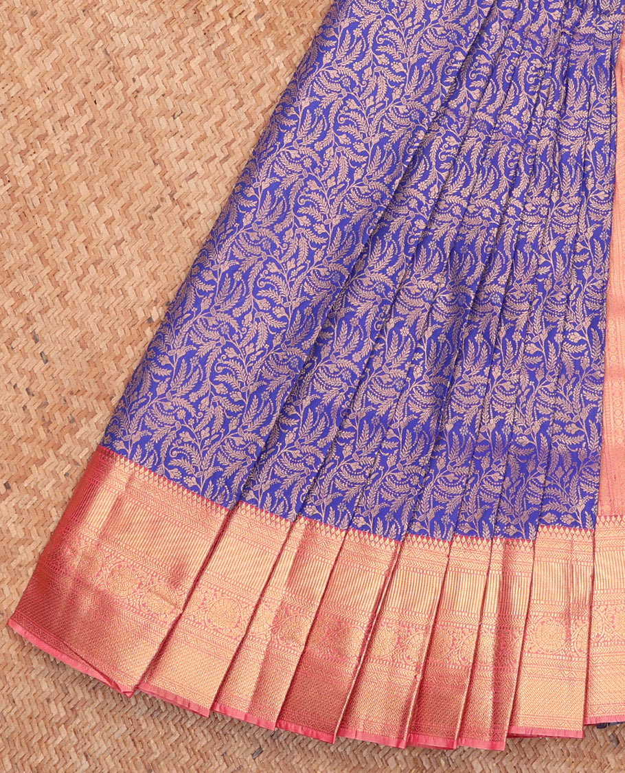 Violet Budget Silk Saree, Bedecked with Jacquard Design, Complemented by a Contrast Traditional Zari Border, Grand Pallu, and Contrast Blouse