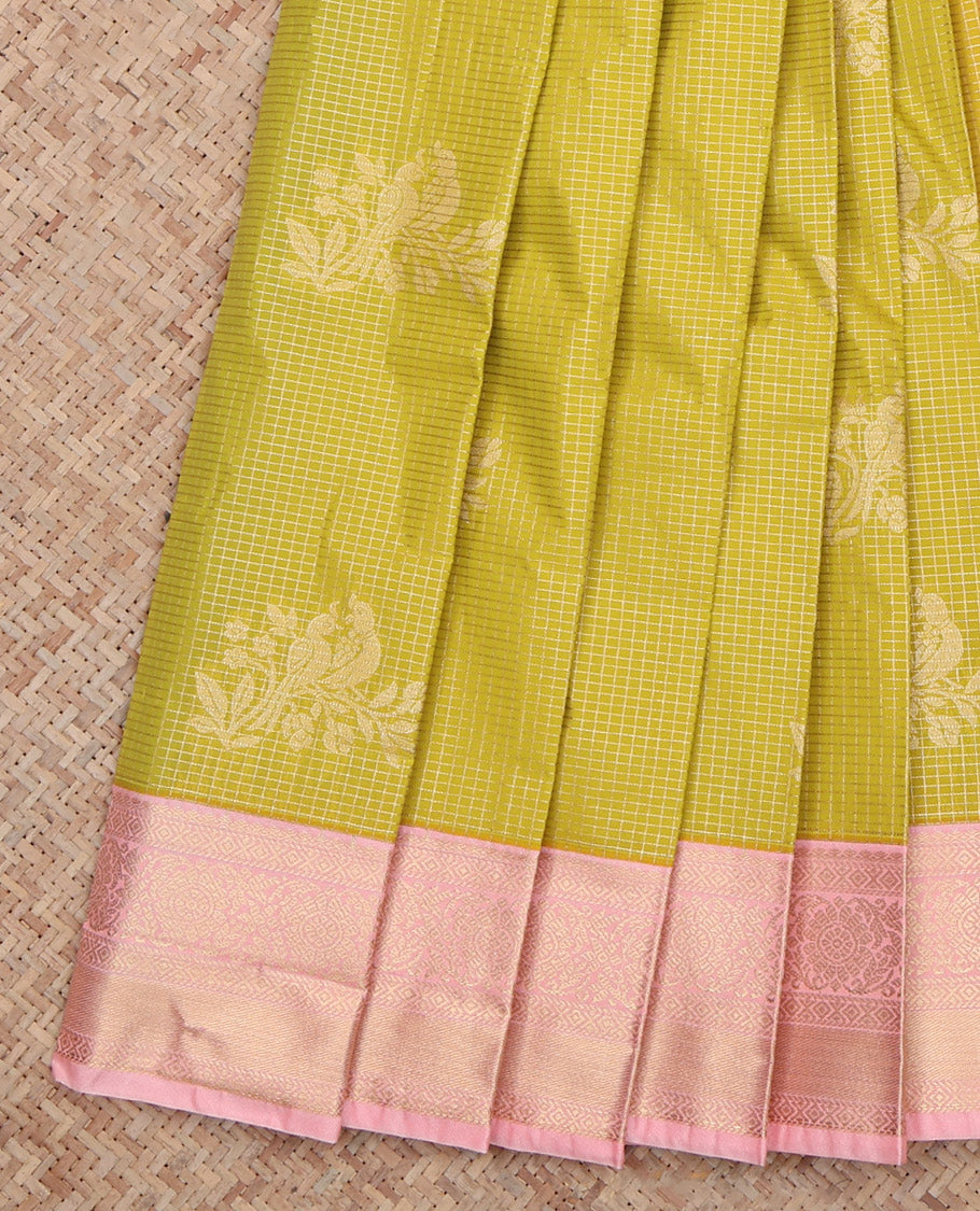 Green Woven With Checks Budget Silk Saree