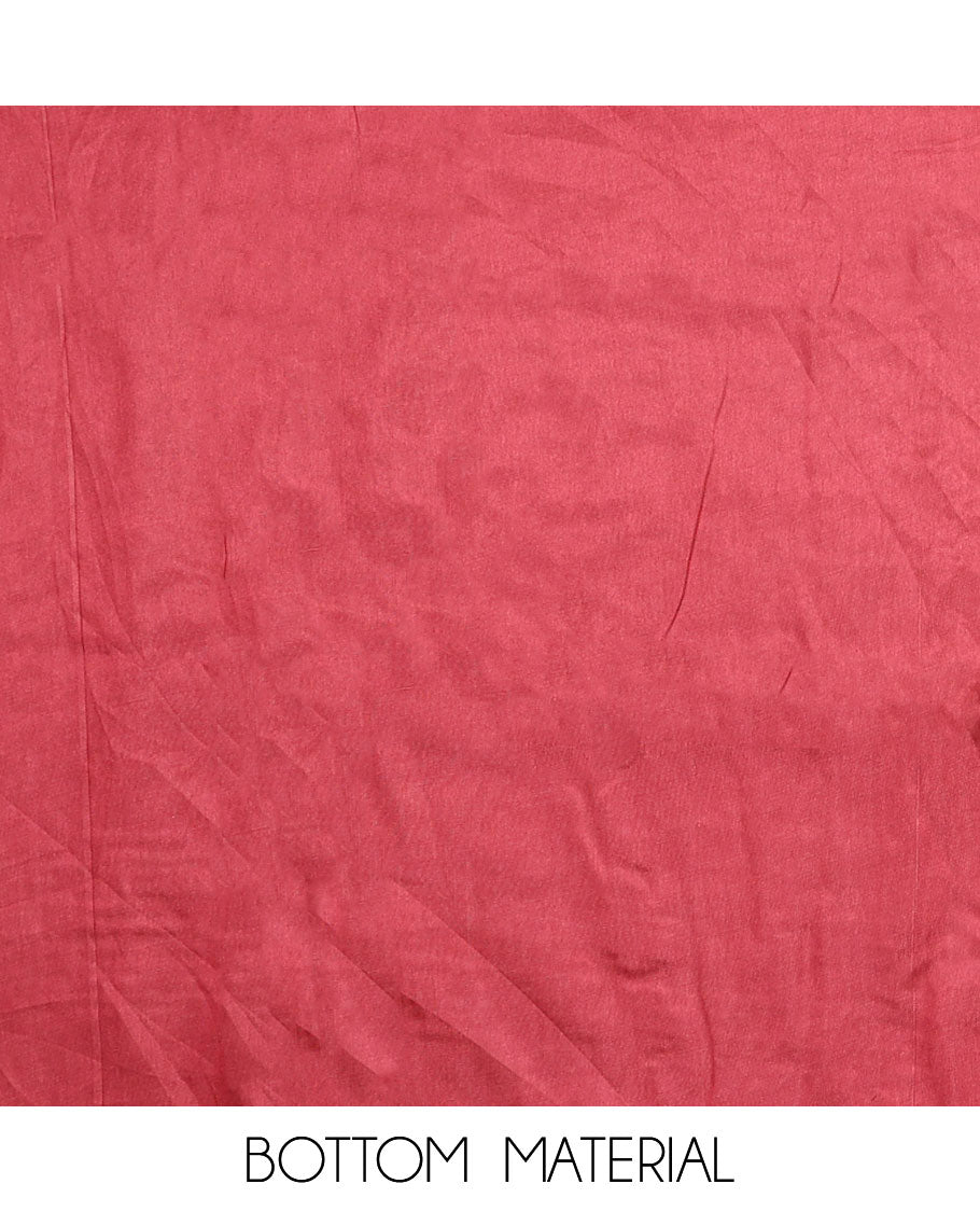 Brown material chudidar set, floral print with mirror neck embroidered top, contrast bottom and plain dupatta