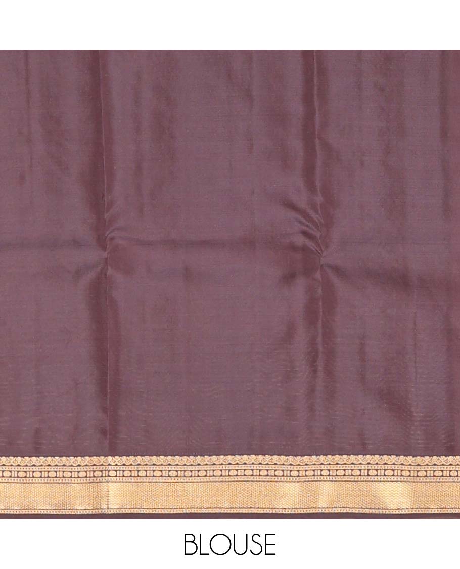 Orange zari stripes & buttas Vasundhara silk mix saree, contrast traditional zari design border & flower motifs steeped pallu