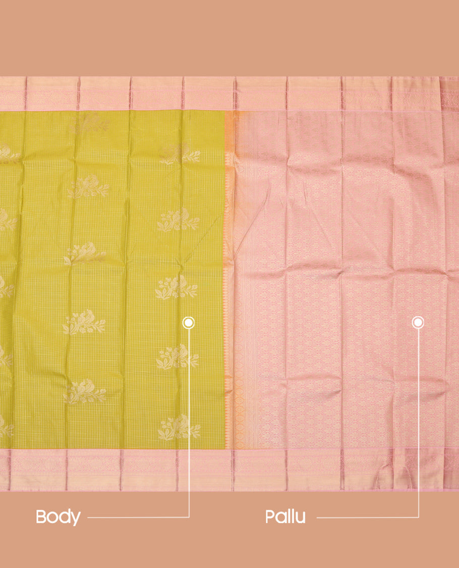 Green Woven With Checks Budget Silk Saree