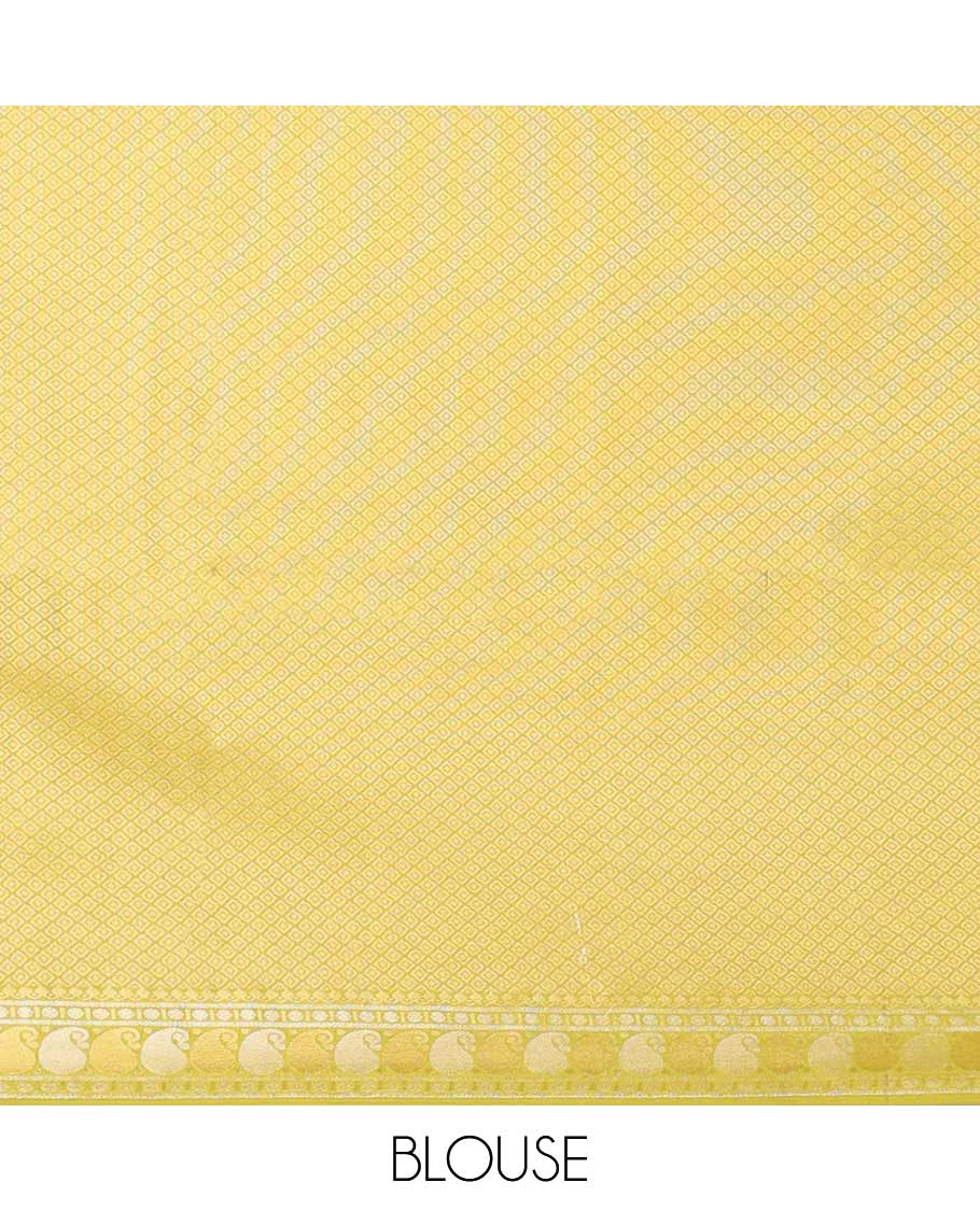 Blue paisely motifs soft silk saree with self zari design border & floral design pallu