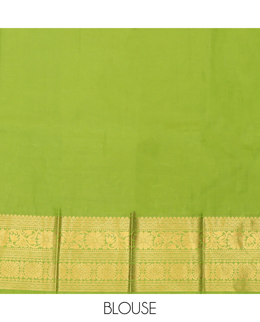 Wine Budget Silk Saree, Featuring Zari Buttas, Complemented by Contrast Traditional Zari Border, a Grand Pallu and a Contrast Blouse