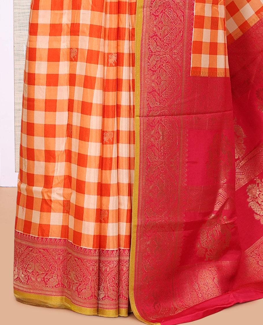 Orange Fancy Mysore Silk Saree