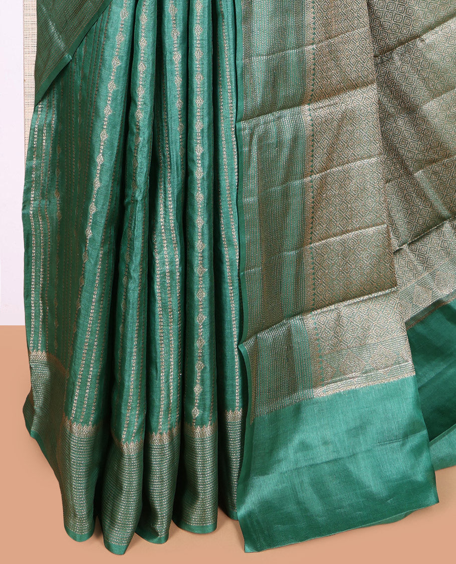 Green Tussar Silk Saree