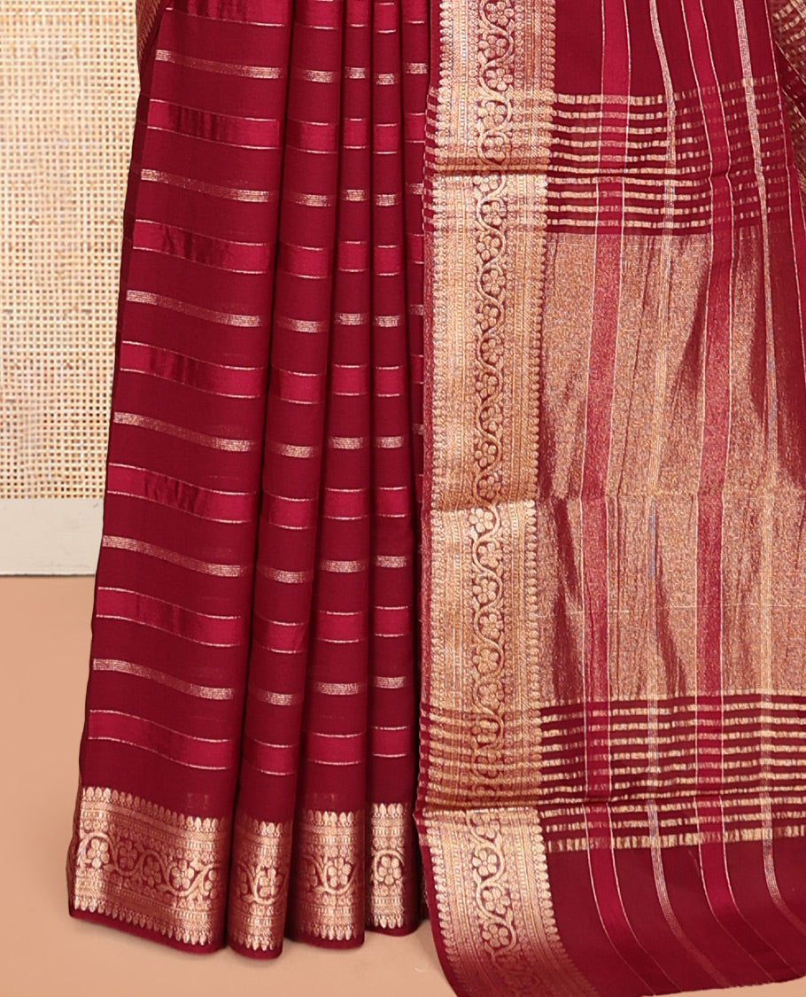 Maroon Semi Mysore Silk Saree