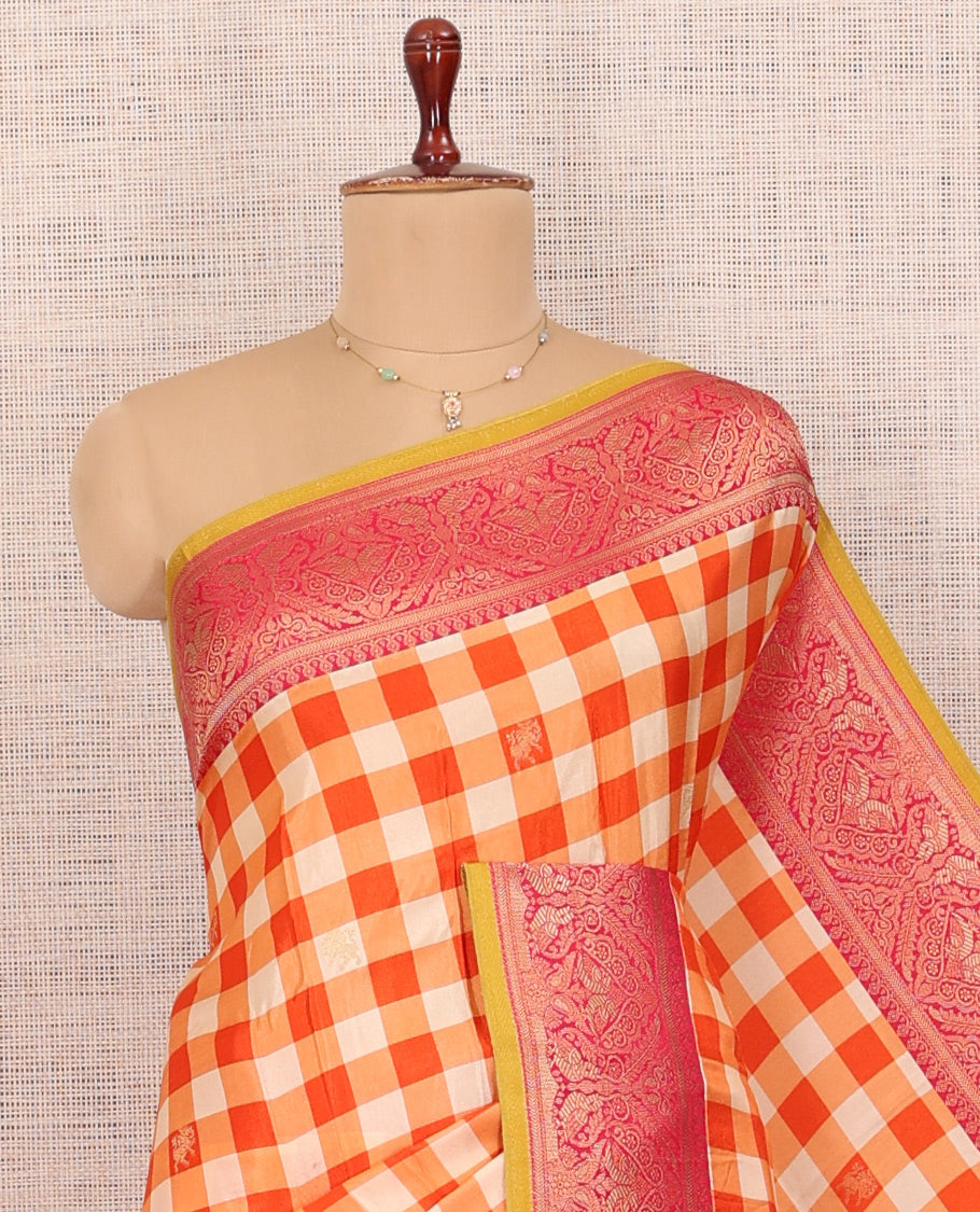Orange Fancy Mysore Silk Saree