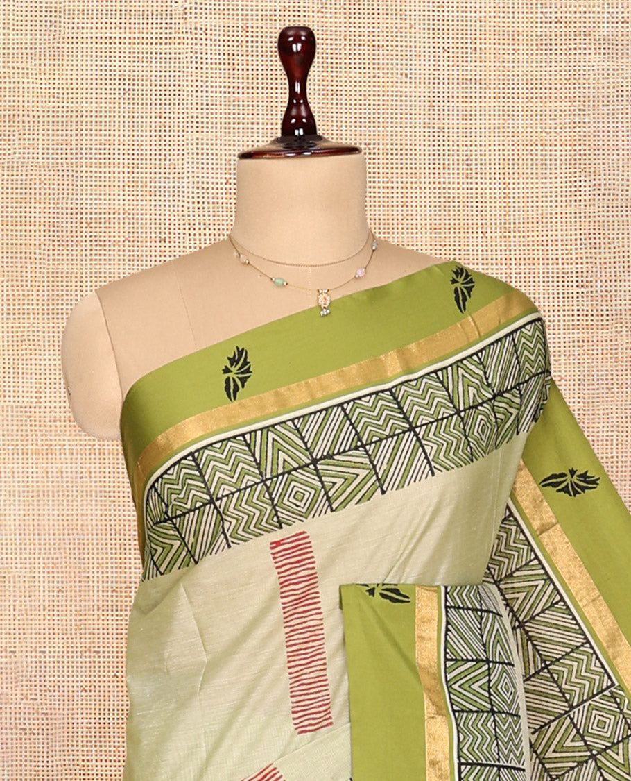 Pale Green Chirala Cotton Saree