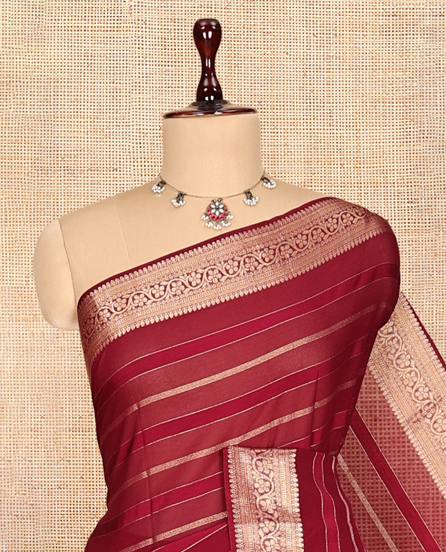 Maroon Semi Mysore Silk Saree