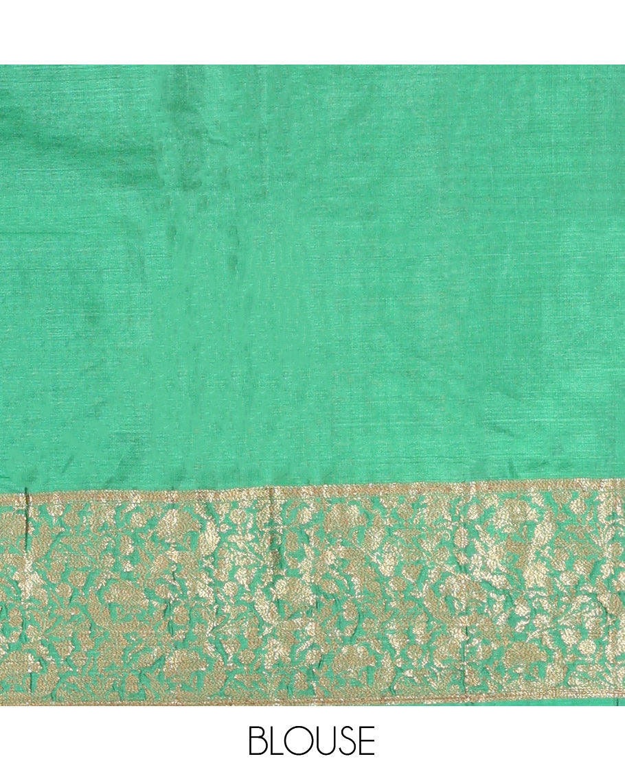 Purple Tussar Silk Saree, Accentuated with Zari Buttas, a Contrast Floral Design Border, Floral Design Pallu, and a Contrast Blouse