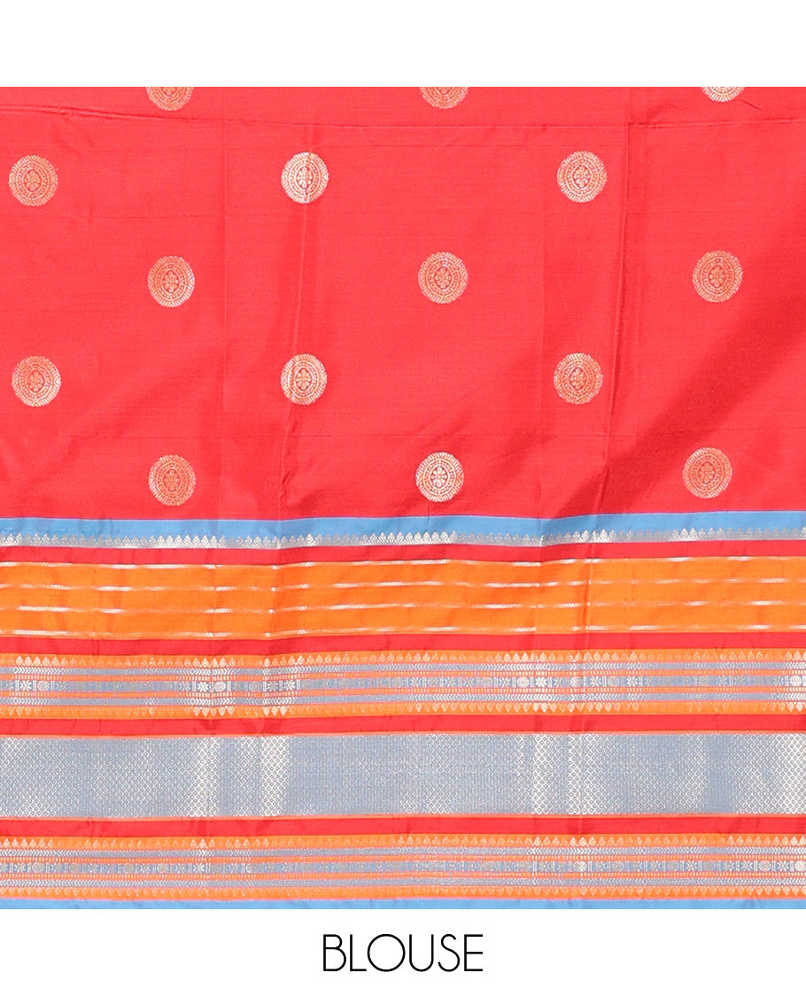 Black Chakram Buttas Semi-Soft Silk Saree