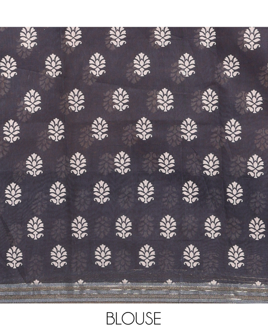 Chikku-Mustard Chanderi Cotton Saree