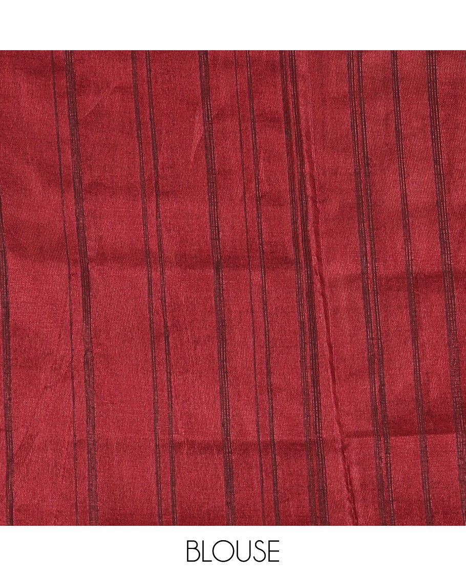 Maroon Jute Cotton Saree