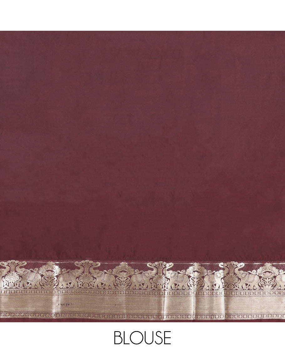 Orange Budget Silk Saree, Woven with Zari Designs, Complemented by a Contrast Traditional Zari Border, Grand Pallu, and a Contrast Blouse