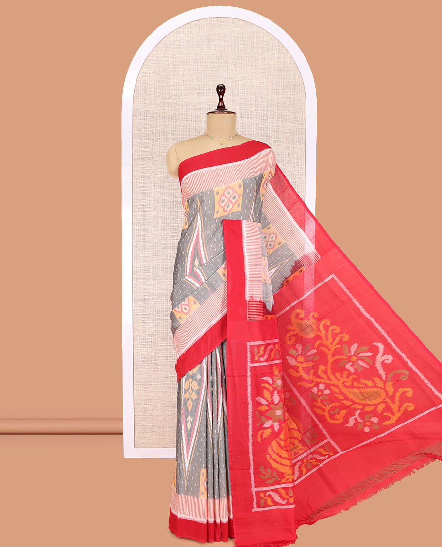 Grey Pochampally Ikat Cotton Saree