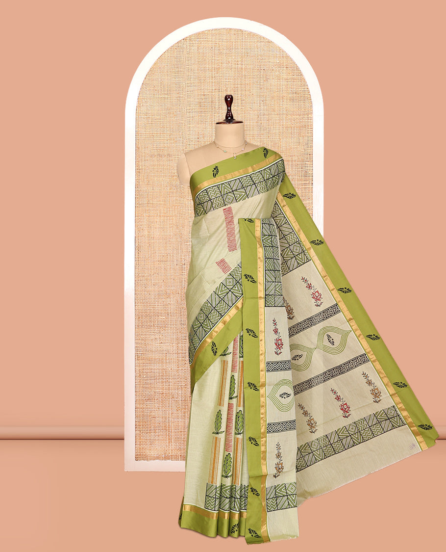 Pale Green Chirala Cotton Saree