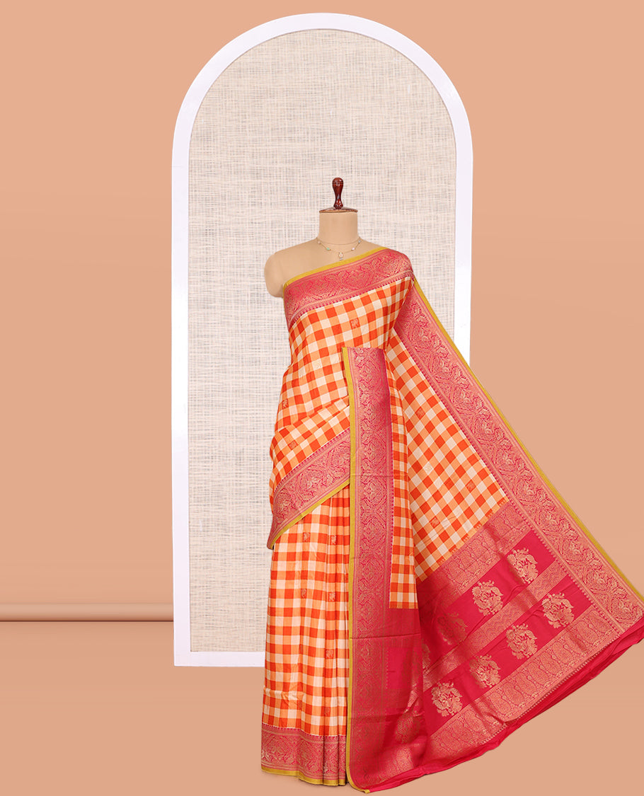 Orange Fancy Mysore Silk Saree