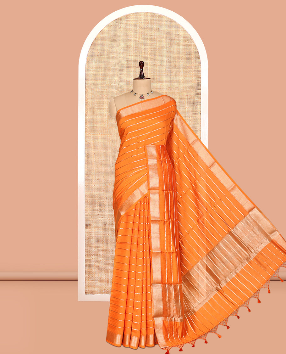Orange Assam Silk Saree