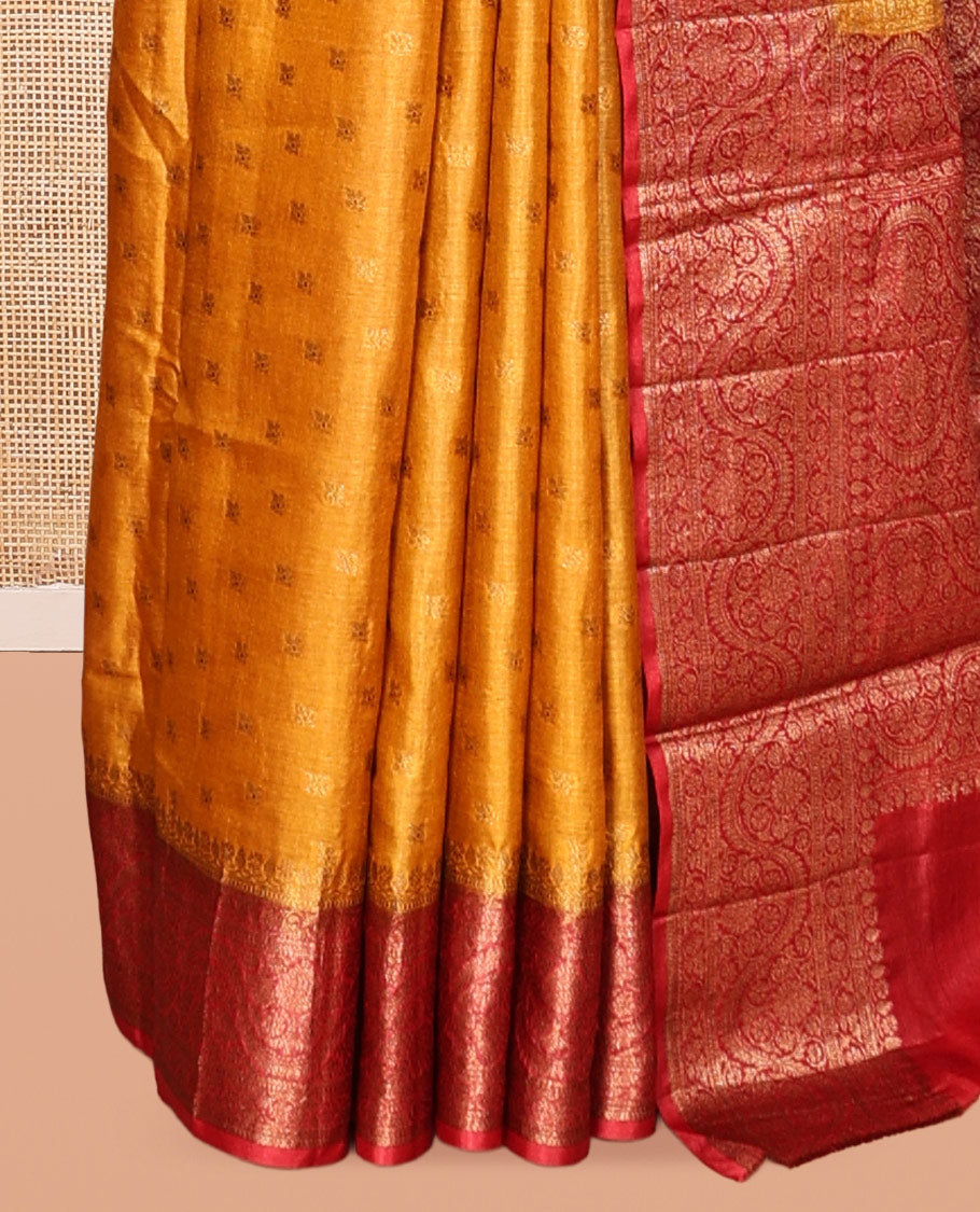 Yellow Fancy Tussar Saree