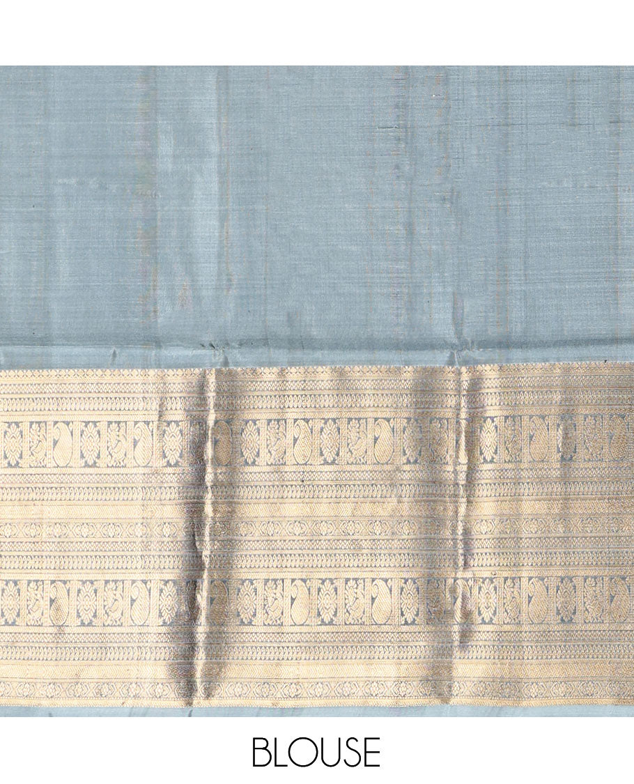 Green Uppada Silk Saree, Delicately Woven with Zari Buttas, Complemented by a Contrast Traditional Zari Border, Grand Pallu, and a Contrast Blouse