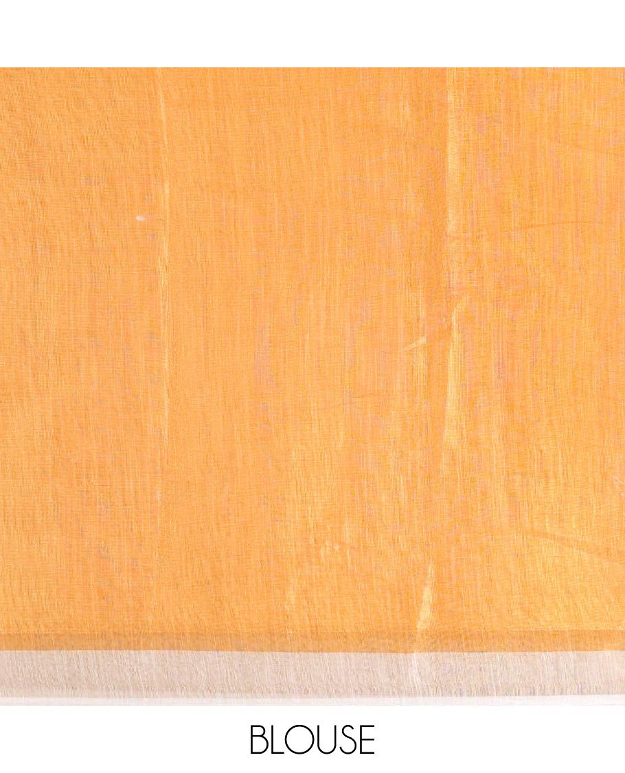 Cream Plain Tissue Saree Mesmerized with Contrasting Kerala Mural Painting-Style Lord Krishna and Gopis Printed Border, Painting-Style Printed Pallu, and a Contrast Plain Blouse