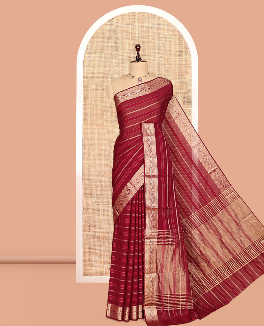 Maroon Semi Mysore Silk Saree
