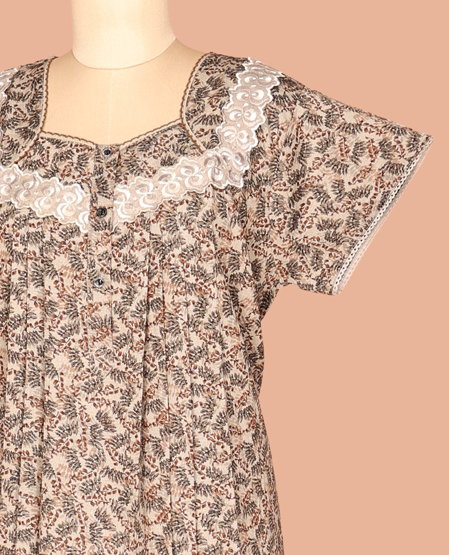 Sandal Half Sleeves Cotton-Blended Nighty