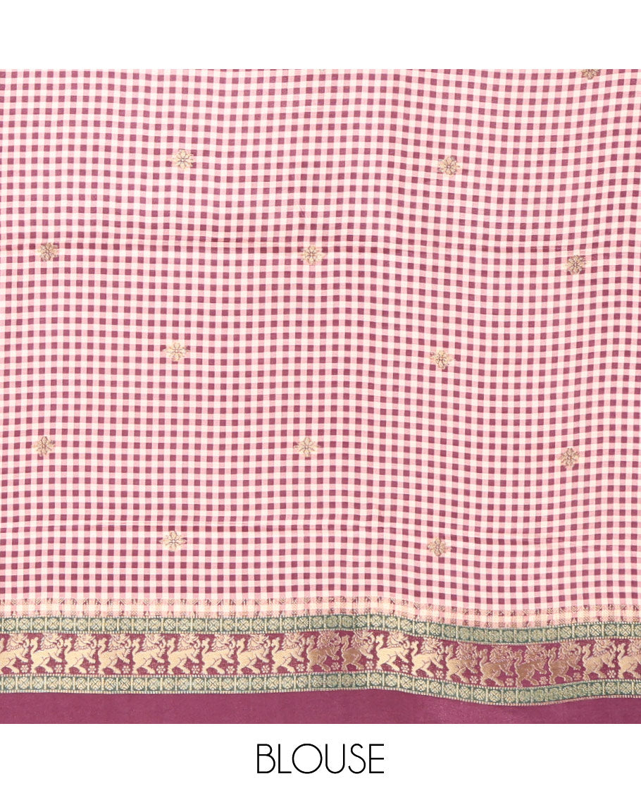 Beige Raindrop Butta Semi-Mysore Silk Saree