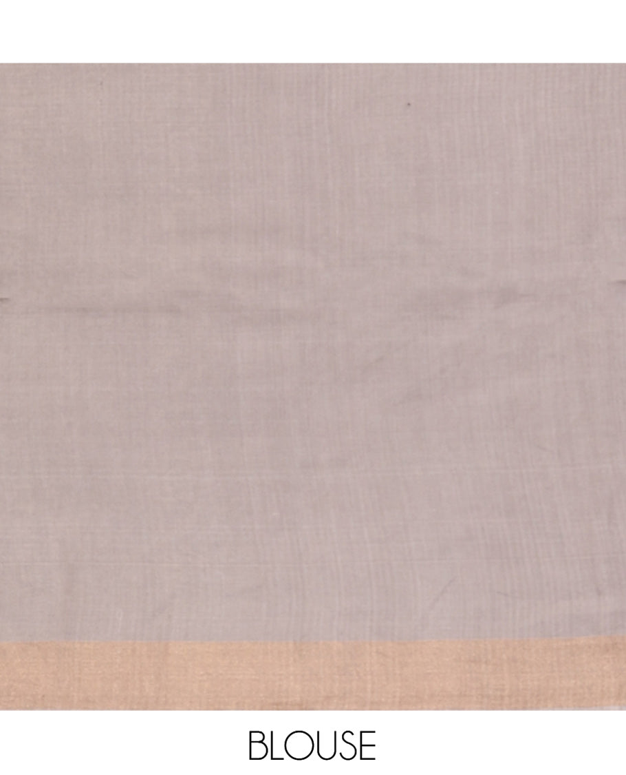 Multi-Color Tussar Silk Saree, Adorned with an Abstract Print, a Subtle Contrast Border, a Dual-Color Pallu, and a Contrast Blouse